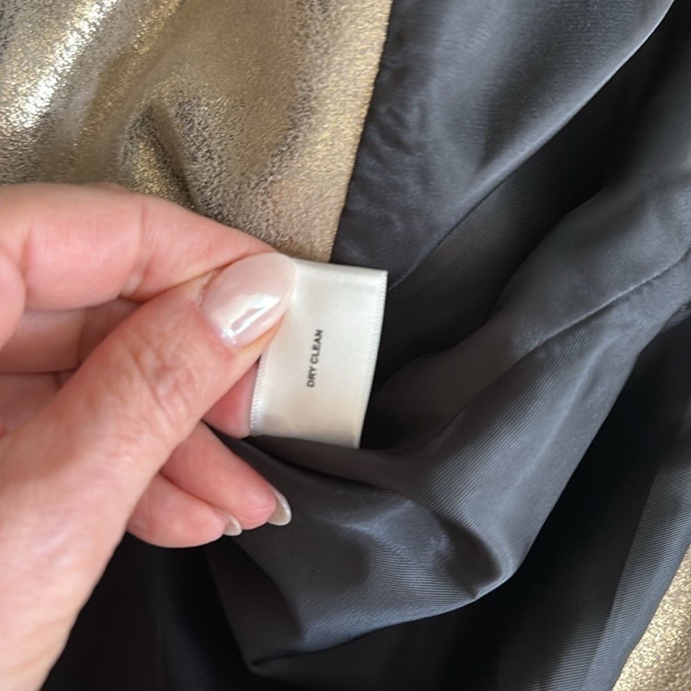 Sunset+Spring Gold Metallic Faux Leather Biker Jacket Size XS - Picture 10 of 10